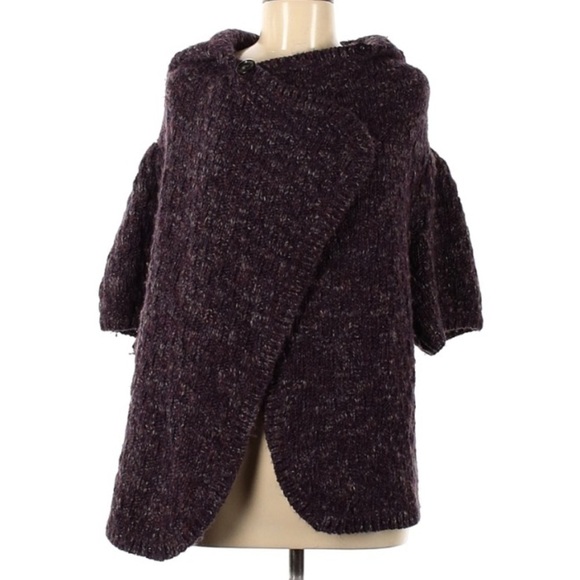 Ann Taylor loft short sleeve chunky Cardigan purple sweater medium women’s - Picture 1 of 7